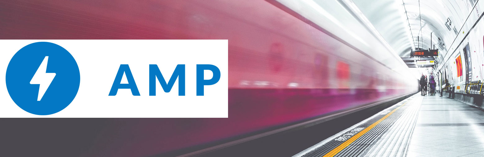 AMP logo és suhanó metro