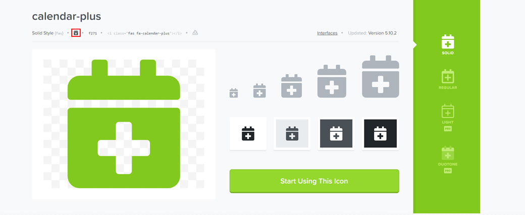 Copying unicode from Font Awesome 5 site