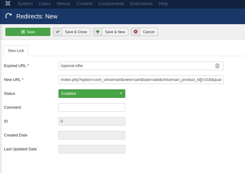 url redirection in joomla 3.x
