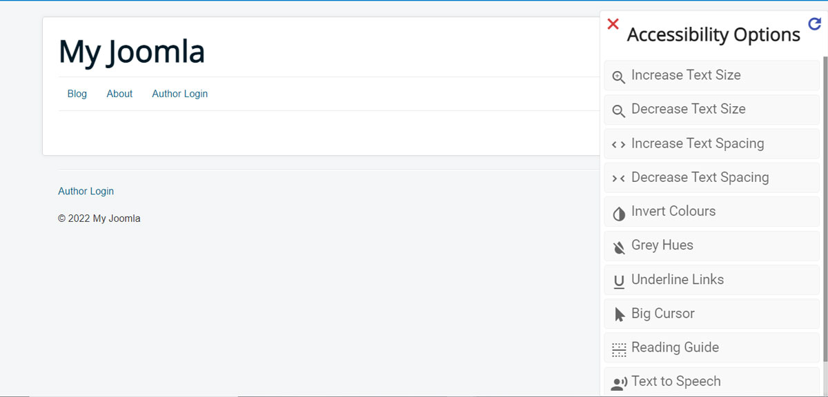 Accessibility plugin on frontend