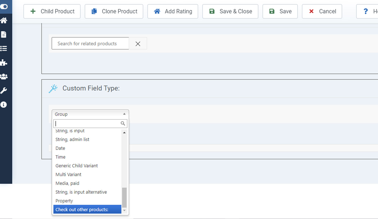 Creating custom field in Virtuemart