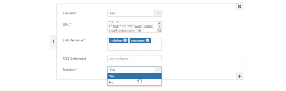 Matches option in rel link plugin