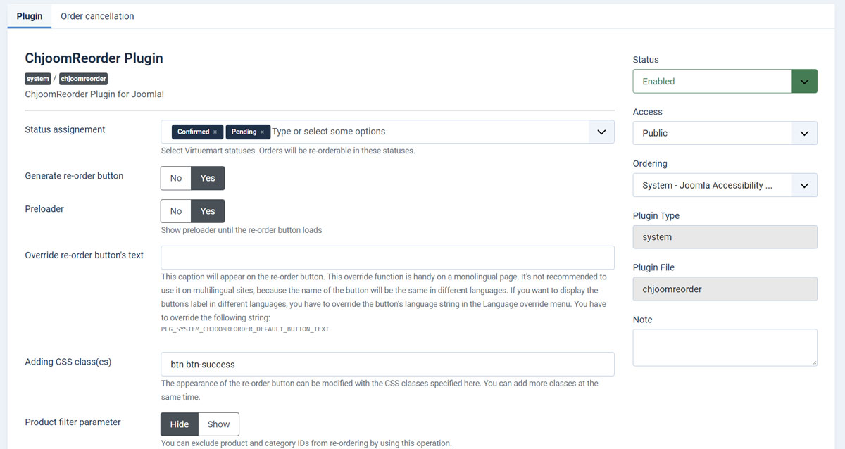 plugin configuration