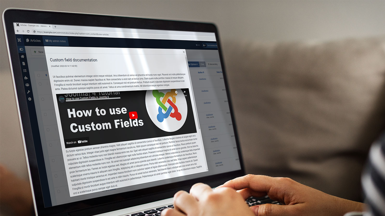 Opened notes in pop up on Joomla administrator page