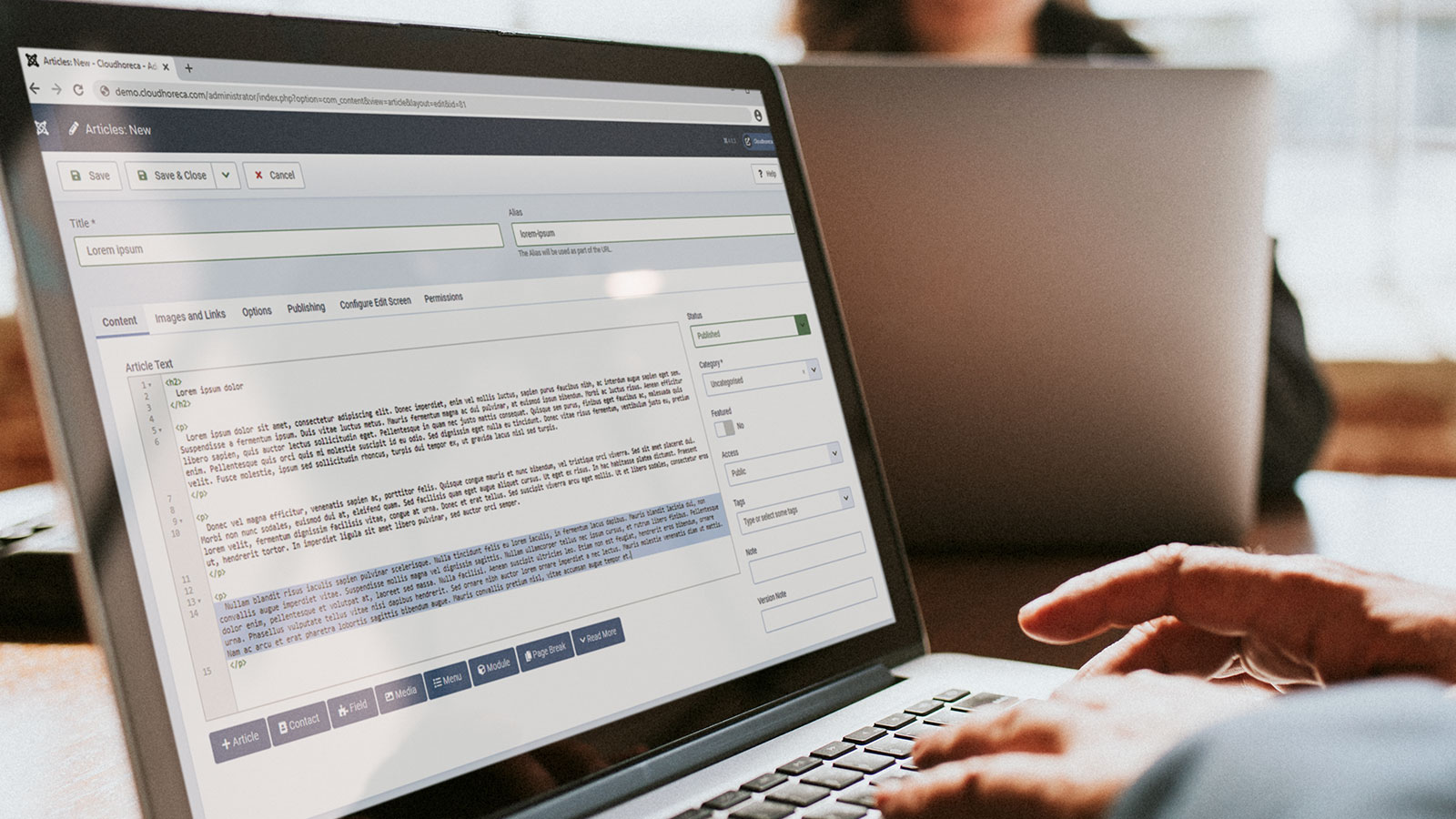 Joomla 4 admin felülete