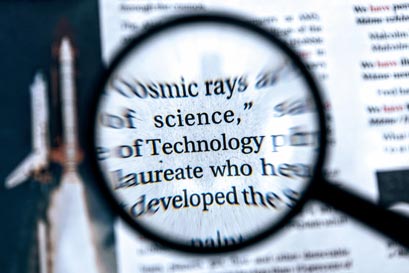 Text with magnifying glass