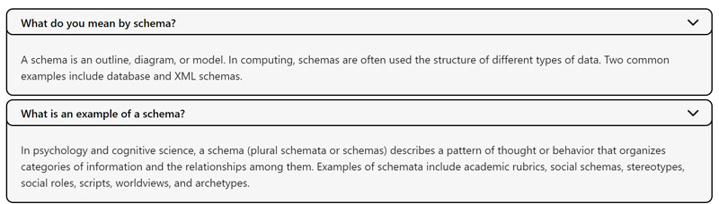 Displayed FAQ questions in the content with showing the answers