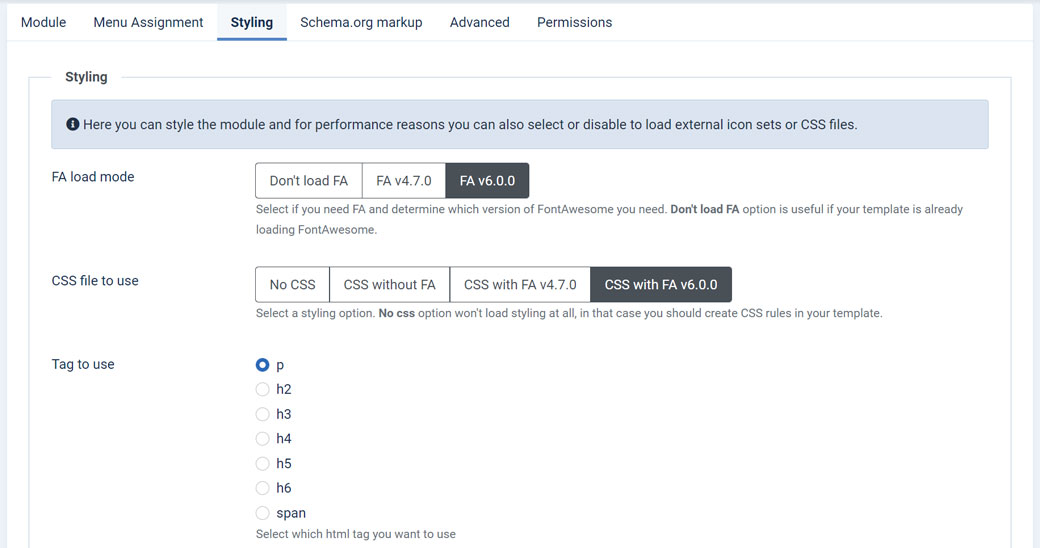Styling options for Chjoom FAQpage SEO module